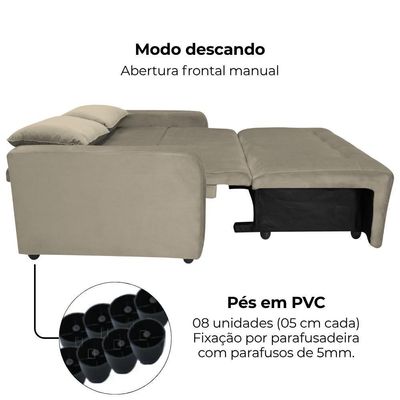 Sofa Cama 2 Lugares 138 Cm Amora New Veludo E434 Marrom Claro Milani Store Marrom Claro