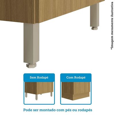 Balcão De Cozinha Canto Reto 95cm 1 Pt Elegance Luciane Móve Freijó/cinammon