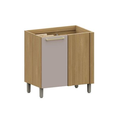 Balcão De Cozinha Canto Reto 95cm 1 Pt Elegance Luciane Móve Freijó/cinammon