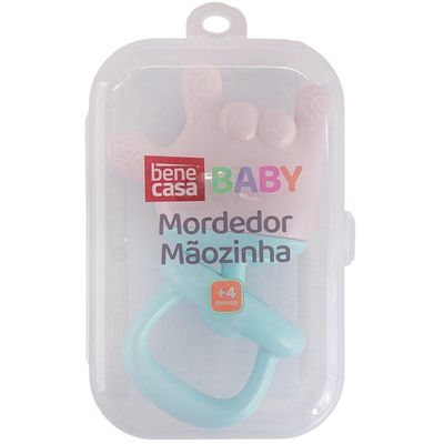 Mordedor Mãozinha De Silicone Para Bebê 12x7,5cm Rosa