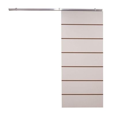 Porta De Correr Branco Prime Frisada Kit Alumínio F09 - 210x80
