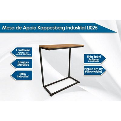 Mesa Lateral p/ Sala Industrial LI025 de Apoio Notebook Canela/Branco - Kappesberg