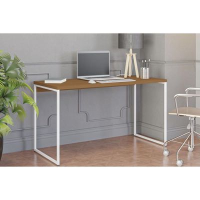 Mesa de Escritório Secretária Industrial LI003 Canela/Branco - Kappesberg