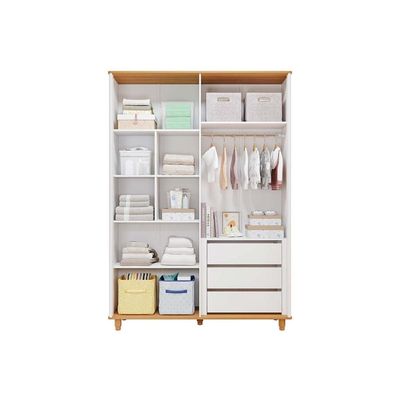 Guarda Roupa Infantil c/ 4 Portas (2 Ripadas) Cupcake Branco/Nature - Permóbili Baby