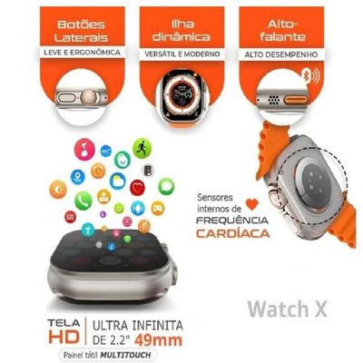 Relógio Digital Smartwatch Watch Ultra X 49mm Tela Super AMOLED Preto