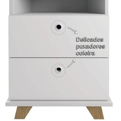 Gaveteiro 2 Gavetas Com Nicho Pequeno Daya Olmo/branco