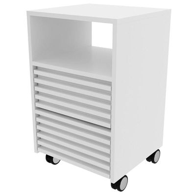 Gaveteiro Para Escritório 2 Gavetas Com Rodízios Branco