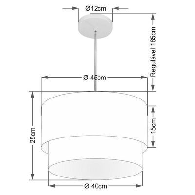 Lustre Duplo Cilíndrico Md-4354 45x40cm Bivolt Bege Branco