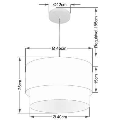 Lustre Duplo Cilíndrico Md-4354 45x40cm Bivolt Bege Branco