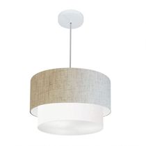 Lustre Duplo Cilíndrico Md-4354 45x40cm Bivolt Bege Branco