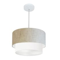 Lustre Duplo Cilíndrico Md-4354 45x40cm Bivolt Bege Branco