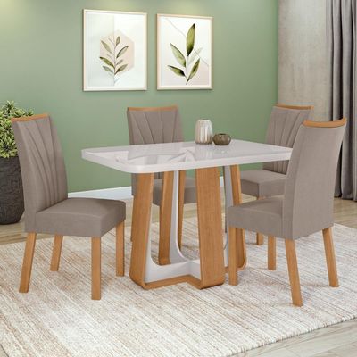 Conjunto Sala De Jantar Mesa Easy Pop Tampo Mdf  4 Cadeiras