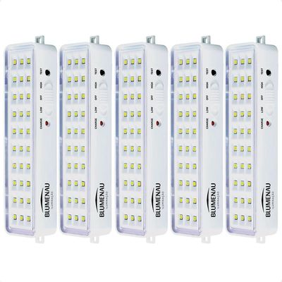 Kit 5 Luminárias De Emergência Blumenau 30 Leds Recarregável Bivolt