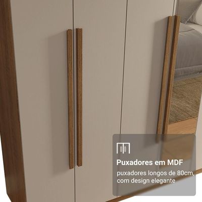 Guarda-roupa Casal 8 Portas Batentes Com Espelho Netuno Madesa Rustic/crema