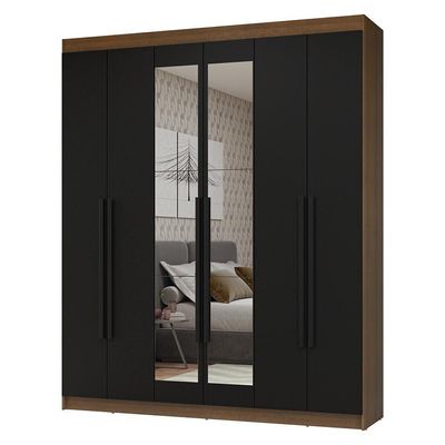 Guarda-roupa Casal Com Espelho Netuno Madesa Rustic/preto