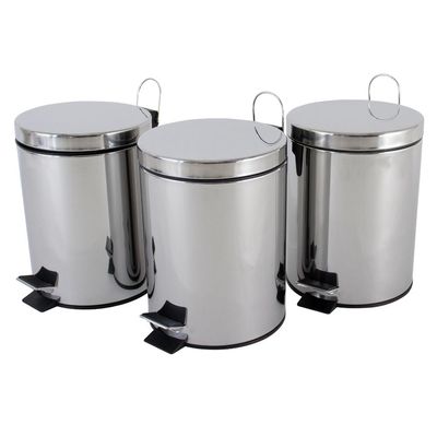 Kit 3 lixeiras aço inox de 5 litros Travel Max