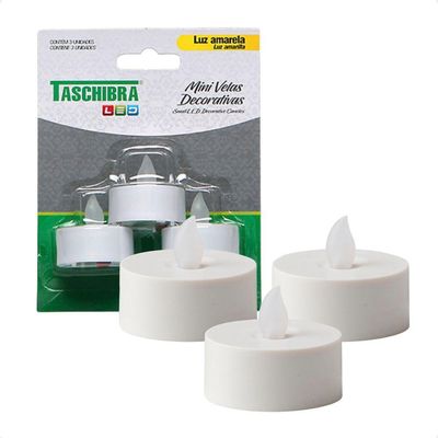 5 Mini Vela De Led Taschibra Decorativa Kit 3 Peças 3000k