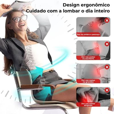 Almofada De Apoio Lombar Cadeira Correção De Coluna G - Azul