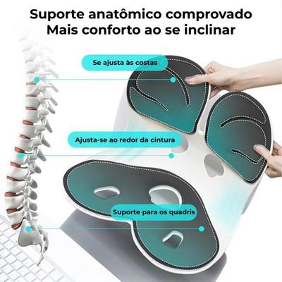 Almofada De Apoio Lombar Cadeira Correção De Coluna G - Azul