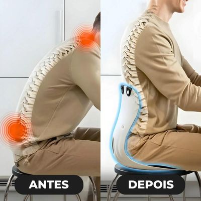 Almofada De Apoio Lombar Cadeira Correção De Coluna G - Azul