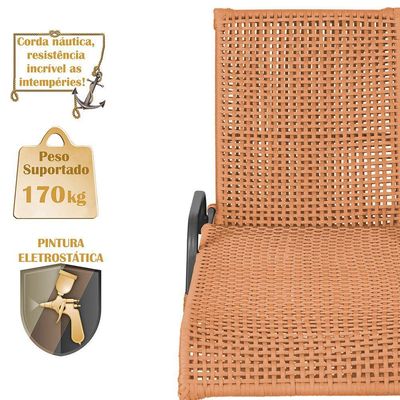 2 Espreguiçadeiras Catar 2 Mesas Garden Corda Náutica Trama Terra Cota