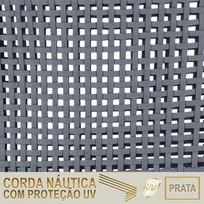 3 Espreguiçadeiras Catar 3 Mesas Garden Corda Náutica Trama Prata