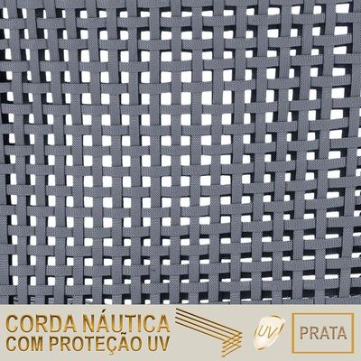 2 Espreguiçadeiras Catar 2 Mesas Garden Corda Náutica Trama Prata