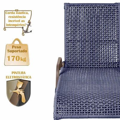 2 Espreguiçadeiras Catar 2 Mesas Garden Corda Náutica Trama Azul