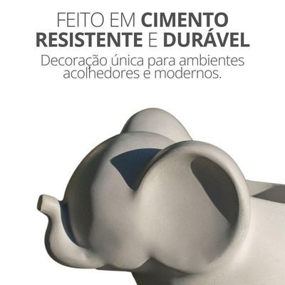 Vaso Decorativo Elefante 12cm Cimento Artesanal Cinza