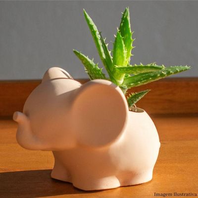 Vaso Decorativo Elefante 12cm Cimento Artesanal Cinza