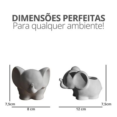Vaso Decorativo Elefante 12cm Cimento Artesanal Cinza