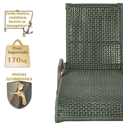 Espreguiçadeira Catar Mesa Corda Náutica Piscina Trama Verde
