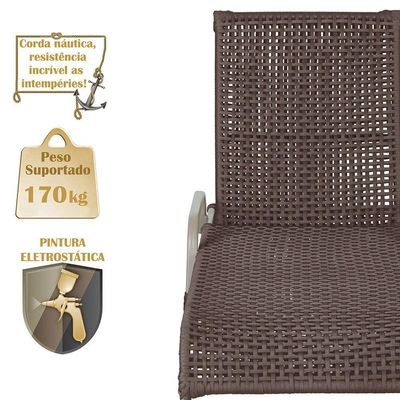 Espreguiçadeira Catar Fendi E Corda Náutica Trama Original Marrom