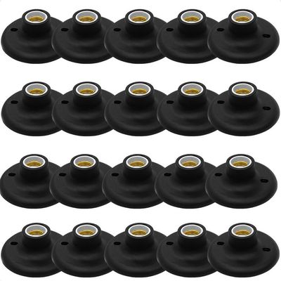 Kit 20 Plafons Taschibra Porcelana Redondo E27 Bivolt Preto