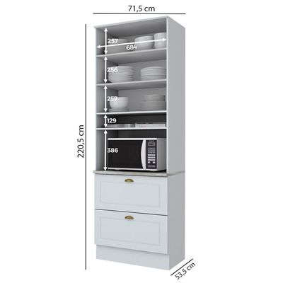 Torre Quente 2 Portas 2 Gav 72 Cm C350 Americana Branco Calcare Henn