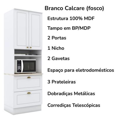 Torre Quente 2 Portas 2 Gav 72 Cm C350 Americana Branco Calcare Henn