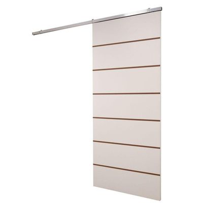 Porta De Correr Branco Prime Frisada Kit Alumínio F09 - 210x100