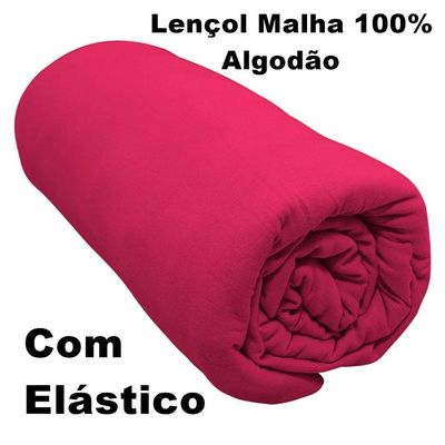 Lençol Com Elástico Solteiro Portallar Malha 100% Algodão Liso Linha Casa Vermelho Fita