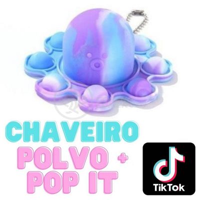 Chaveiro Polvo Reversível Pop It Anti Stress Silicone