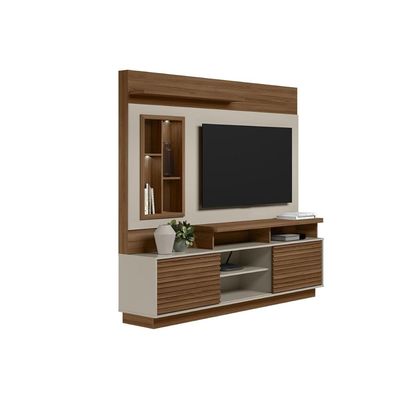 Home p/ TV até 60 Pol Eldorado c/ 2 Portas e 2 Prateleiras 181x200cm Nature/Off White - Linea Brasil