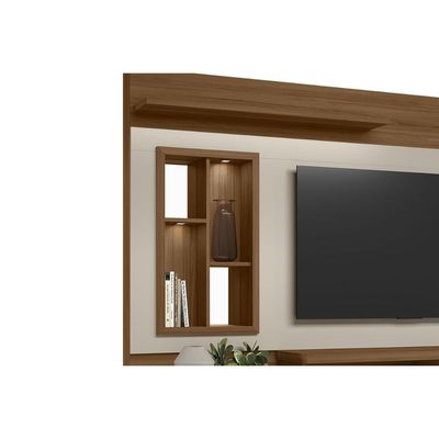 Home p/ TV até 60 Pol Eldorado c/ 2 Portas e 2 Prateleiras 181x200cm Nature/Off White - Linea Brasil