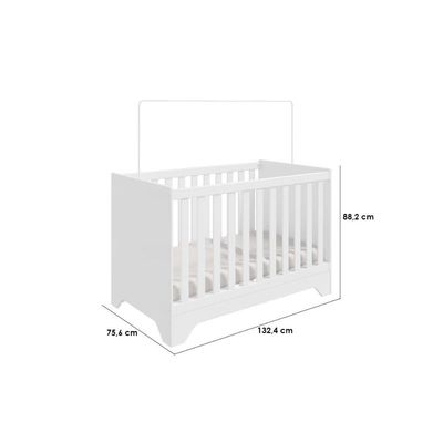 Berço Infantil Popy Retrô 3 em 1 Branco/Amendoa - Peroba