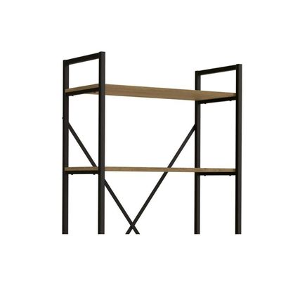Estante p/ Sala Industrial Alta LI006 Aço c/ 5 Prateleiras 72x152cm Canela/Branco - Kappesberg