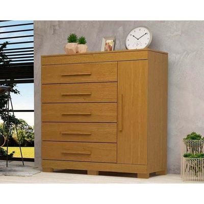Cômoda de Quarto Rayane 1 Porta e 5 Gavetas c/ Sapateira Cinamomo - ACP