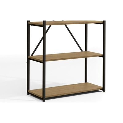 Estante p/ Sala Industrial Alta LI006 Aço c/ 5 Prateleiras 72x152cm Canela/Branco - Kappesberg