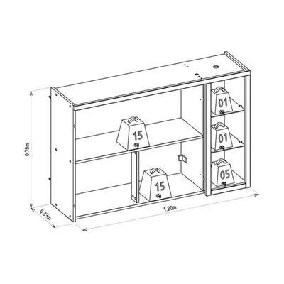 Armário Aéreo p/ Cozinha Allure c/ 2 Portas e 3 Nichos 120cm Jequitiba/Gris Fosco - Linea Brasil