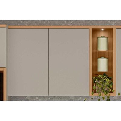 Armário Aéreo p/ Cozinha Allure c/ 2 Portas e 3 Nichos 120cm Jequitiba/Gris Fosco - Linea Brasil