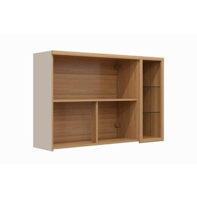 Armário Aéreo p/ Cozinha Allure c/ 2 Portas e 3 Nichos 120cm Jequitiba/Gris Fosco - Linea Brasil