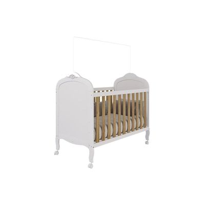 Berço Infantil Elô 2 em 1 Branco/Amendoa - Peroba