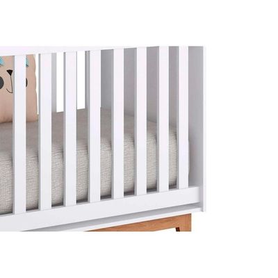 Berço Infantil Retrô 2 em 1 Branco/Amendoa - Peroba